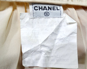 Chanel Blush Ruffled Silk Button-Up Blouse circa 1980s