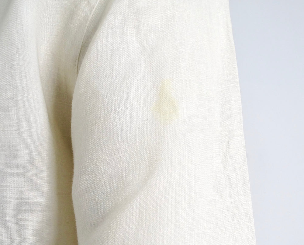 Chanel Cream Linen Interlocking CC Button-Up Short Sleeve Blouse circa 1980s