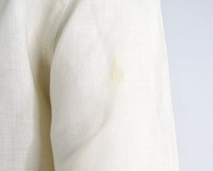 Chanel Cream Linen Interlocking CC Button-Up Short Sleeve Blouse circa 1980s