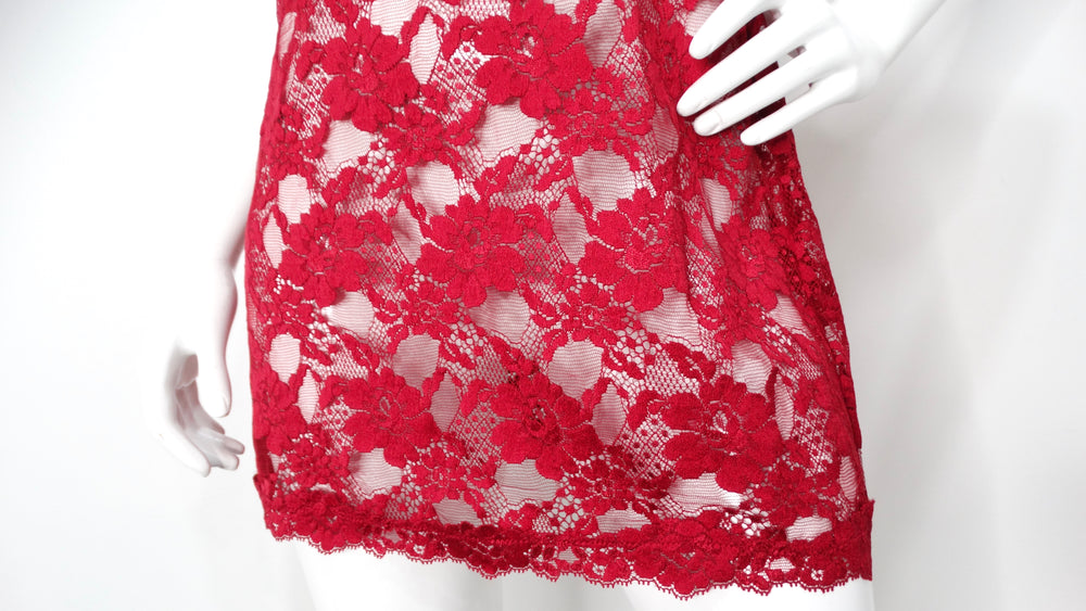 Vintage La Perla Red Lace Slip Dress