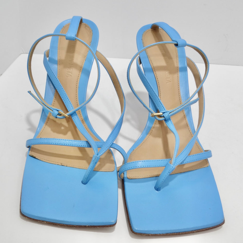 Bottega Veneta Stretch Square Toe Leather Sandals Blue – Vintage