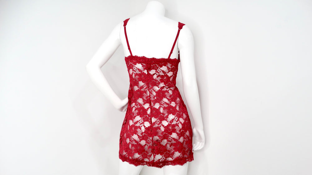Vintage La Perla Red Lace Slip Dress