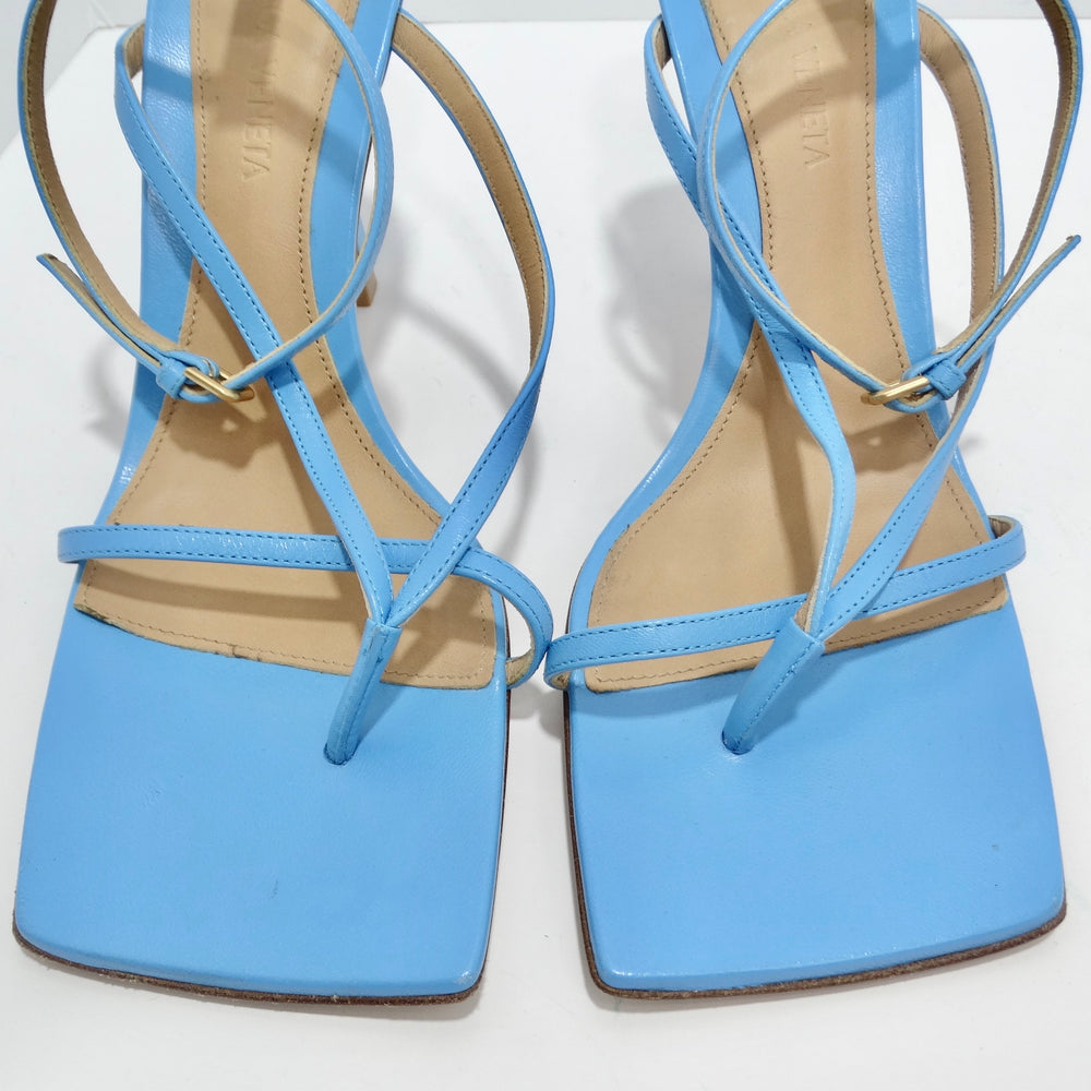 Bottega Veneta Stretch Square Toe Leather Sandals Blue