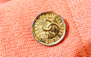 Chanel Coral Cashmere Cardigan With Gold-Tone CC Buttons circa 1980s
