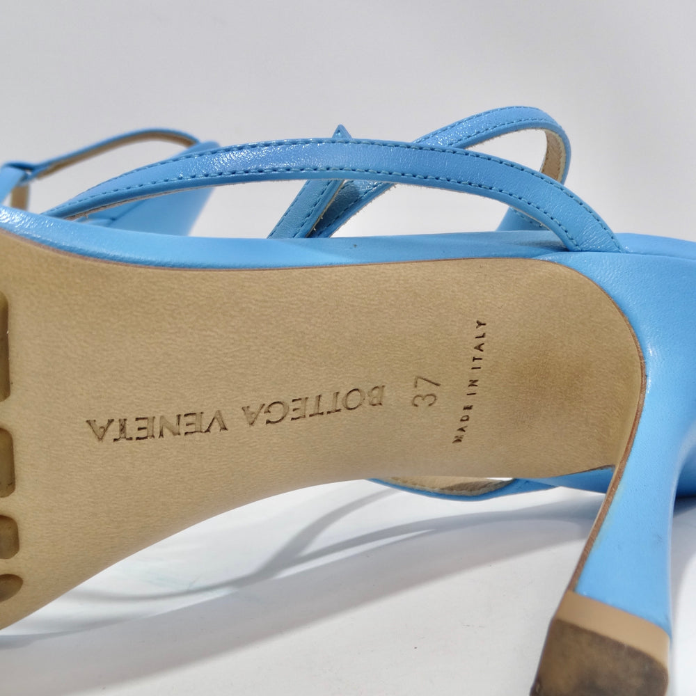 Bottega Veneta Stretch Square Toe Leather Sandals Blue