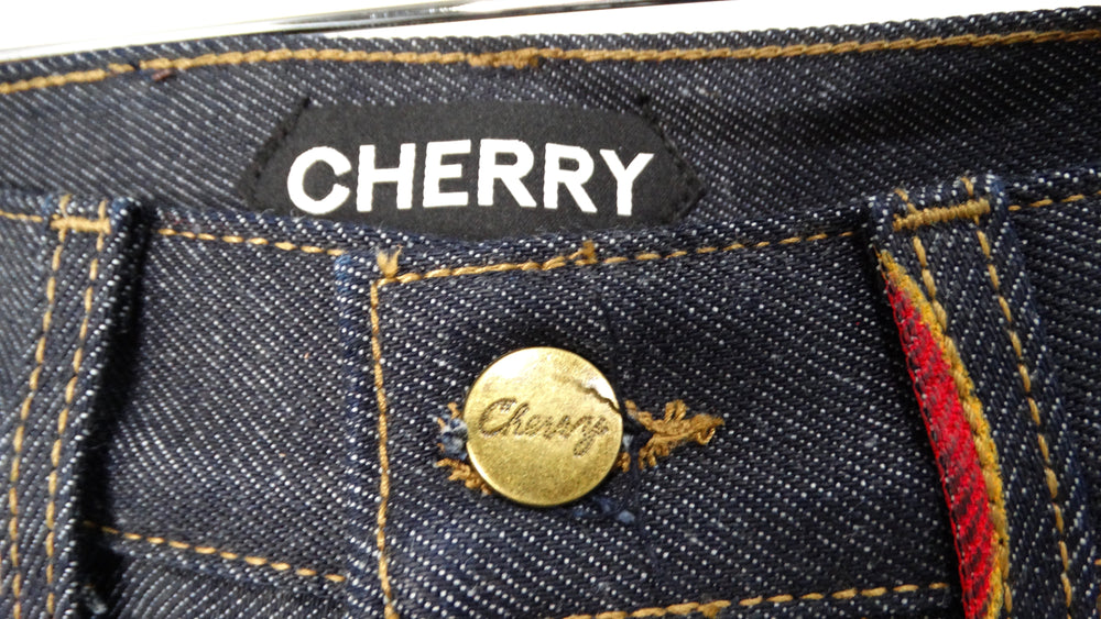 Cherry LA Heart Print Relaxed Five Pocket Indigo Denim Jeans