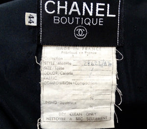 Chanel Black Double Breasted Wool & Velvet Jacket Dress circa 1980s Documented