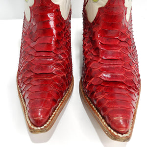 Tony Mora Red Python Floral Cowboy Boots