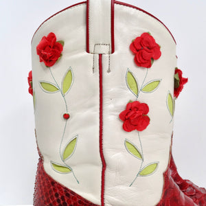 Tony Mora Red Python Floral Cowboy Boots