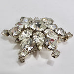 1980s Rhinestone Snowflake Flower Brooch