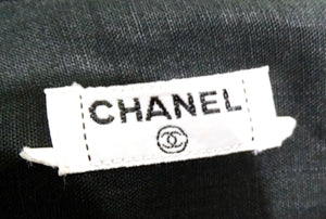Chanel Black Linen Interlocking CC Button-Up Short Sleeve Shirt circa 1980s