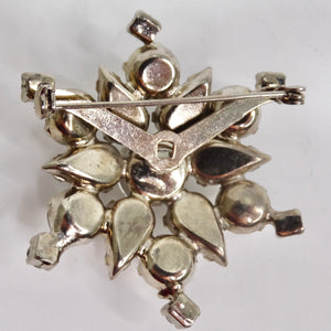 Stunning Snowflake Rhinestone Brooch & Pendant Set - Silver Plate, Multi-Color Crystals, Gift Bag Included