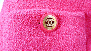 Chanel Pink Tweed Jacket With Gold-Tone Interlocking CC Buttons circa 1980s