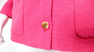 Chanel Pink Tweed Jacket With Gold-Tone Interlocking CC Buttons circa 1980s