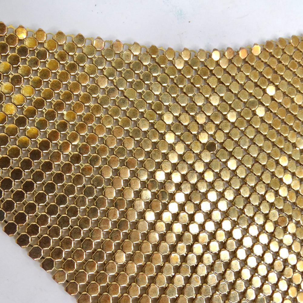 1990s Gold Tone Chainmail Cowl Neck Bib Necklace