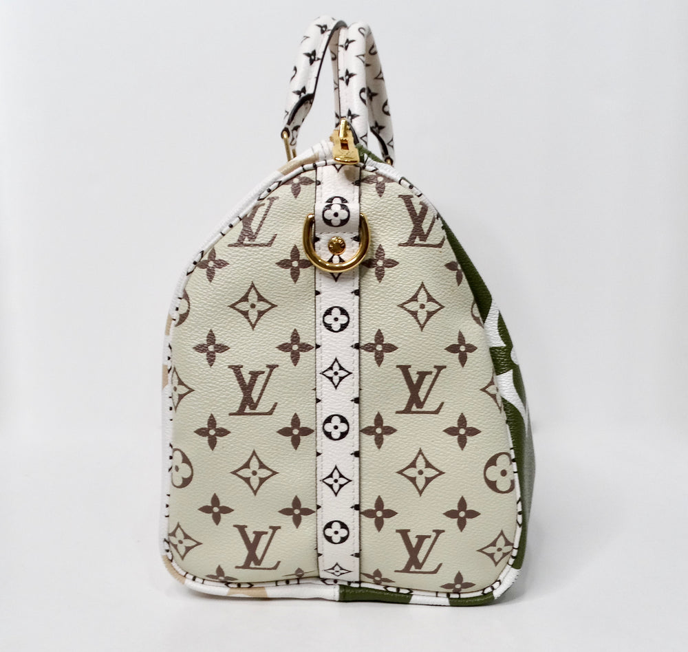 Louis Vuitton Monogram Green & White Bondouliere Speedy Tote Bag