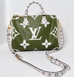 Louis Vuitton Monogram Green & White Bondouliere Speedy Tote Bag