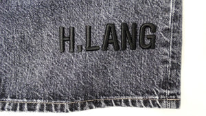 Helmut Lang Dark Grey Wash Embroidered Denim Mini Skirt