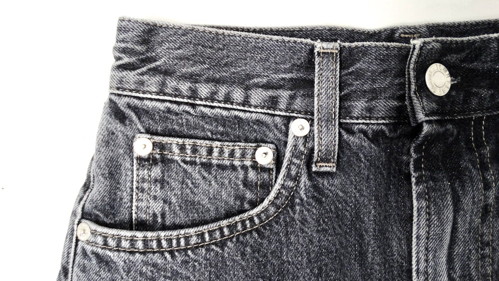 Helmut Lang Dark Grey Wash Embroidered Denim Mini Skirt