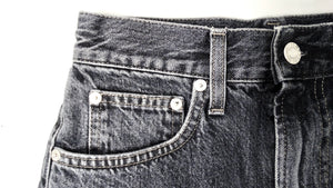 Helmut Lang Dark Grey Wash Embroidered Denim Mini Skirt