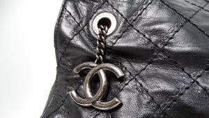 2013 Chanel Black CC Crave Quilted Calfskin Hobo Tote Bag