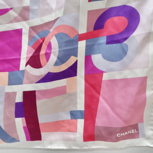 Chanel Multicolor Silk Logo Scarf