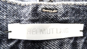 Helmut Lang Dark Grey Wash Embroidered Denim Mini Skirt