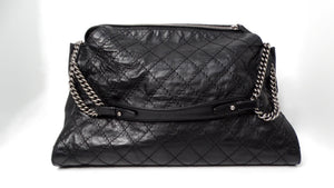 2013 Chanel Black CC Crave Quilted Calfskin Hobo Tote Bag