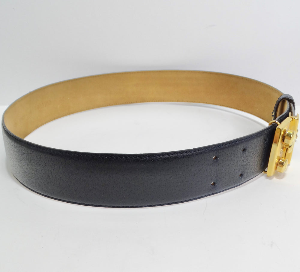 Moschino 90s Navy Leather Key Lock Belt