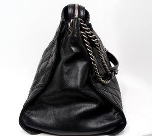 2013 Chanel Black CC Crave Quilted Calfskin Hobo Tote Bag