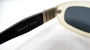 1990s Versace Off White Oval Frame Silver-Tone Medusa Sunglasses