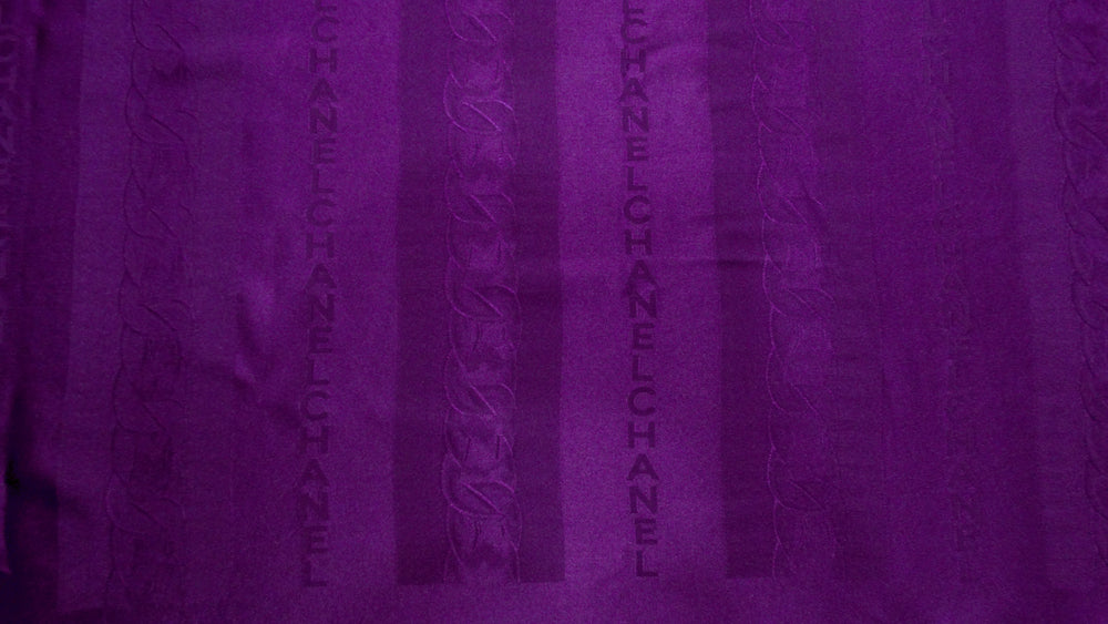 Chanel Dark Purple Monogram Logo Print Silk Scarf circa 1980s