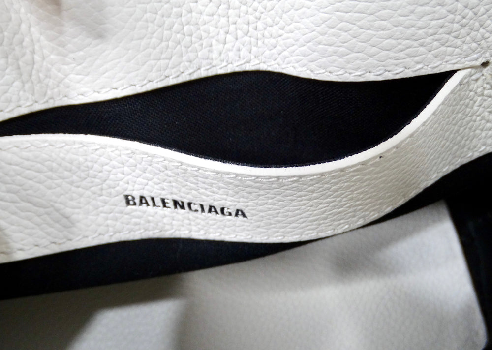 Balenciaga White Graffiti Logo Print Ville Leather XXS Mini Top Handle Bag