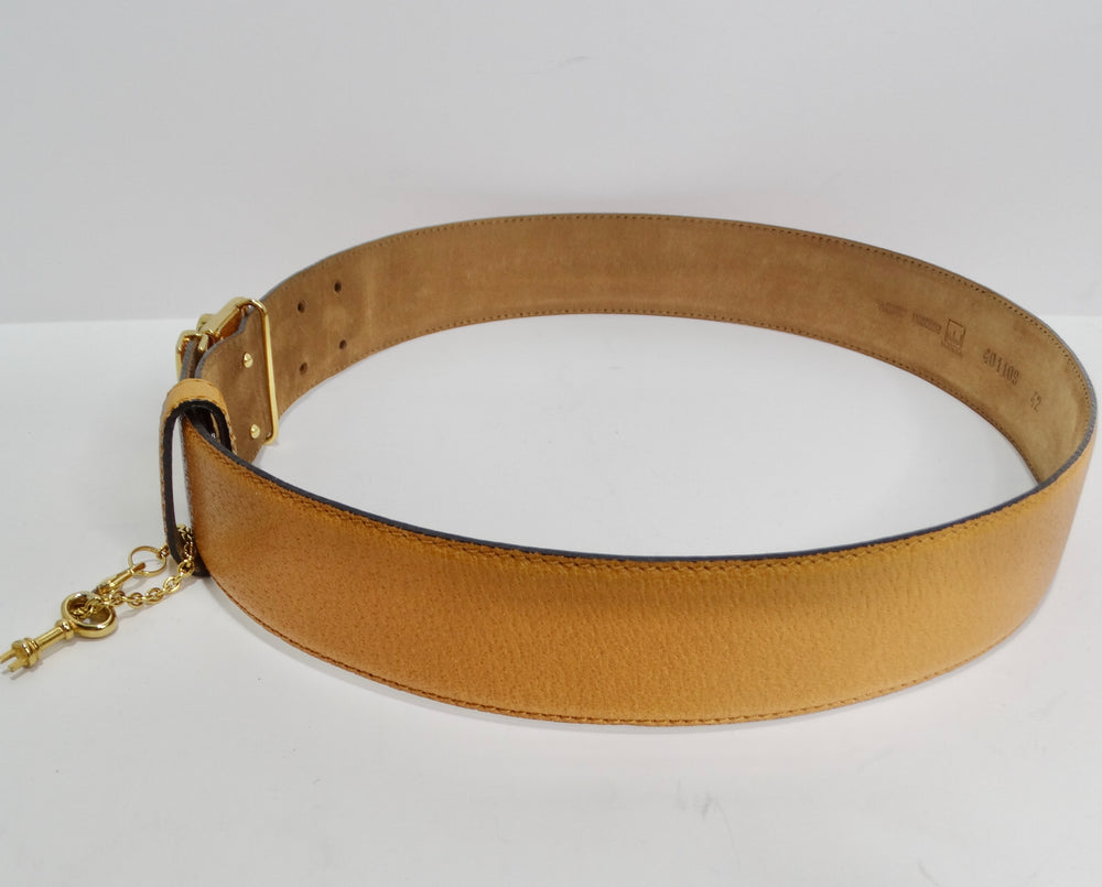 Moschino Vintage Brown Leather Key Lock Belt