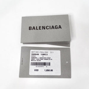 Balenciaga White Graffiti Logo Print Ville Leather XXS Mini Top Handle Bag