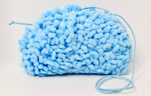 Balenciaga Veneta Chenille Mini Wave Sky Blue Pouch Clutch