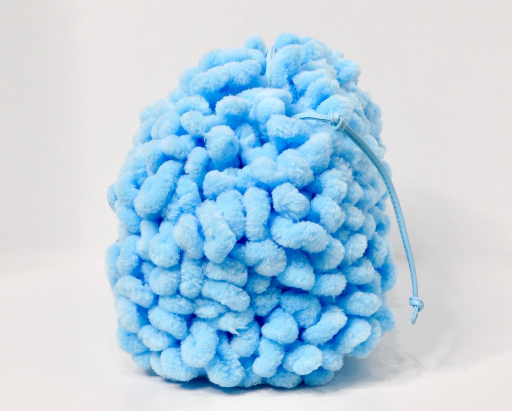 Balenciaga Veneta Chenille Mini Wave Sky Blue Pouch Clutch