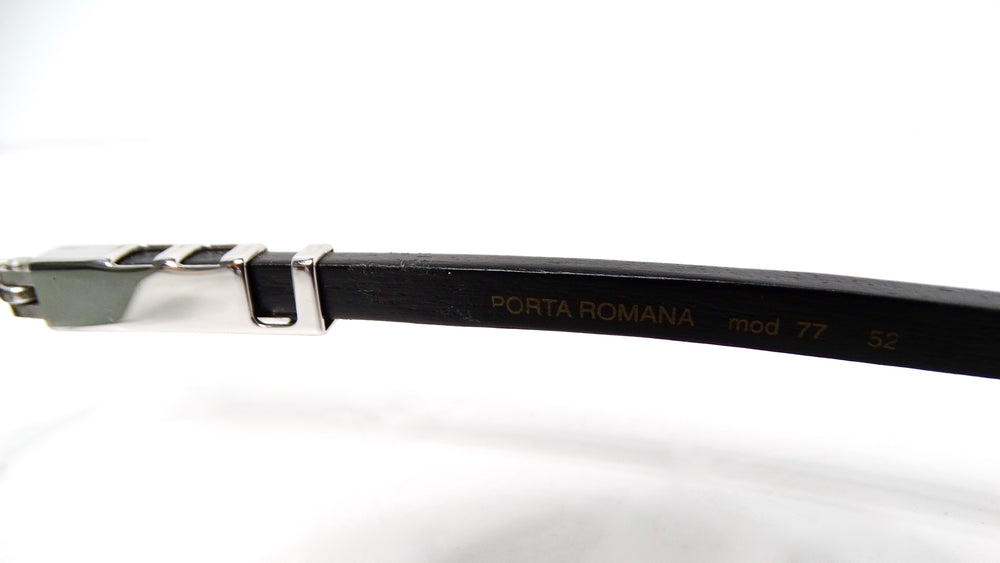 Vintage Porta Romana Handmade Black & Silver-Tone Rimless Oval Sunglasses