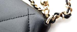 Chanel Black Quilted Lambskin Pearl Crush iPhone 15 Pro Case With Chain