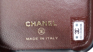 Chanel Black Quilted Lambskin Pearl Crush iPhone 15 Pro Case With Chain