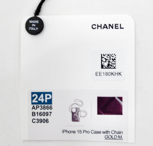 Chanel Black Quilted Lambskin Pearl Crush iPhone 15 Pro Case With Chain