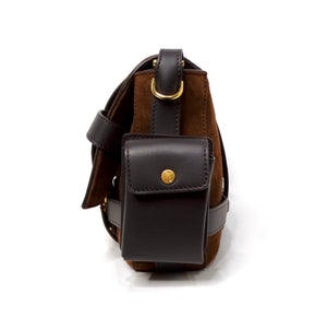 Fendi Brown Suede Leather Trimmed Cage Baguette Shoulder Bag circa 2019