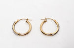 14k Yellow & White Gold Small Hoop Earrings With Diamonds