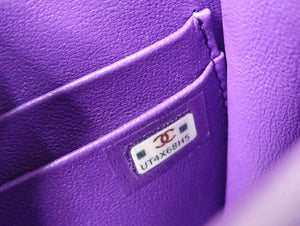 Chanel Purple Lambskin Quilted Leather Mini Kelly Bag With Mirror