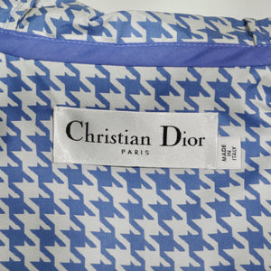 Christian Dior Sleeveless Hooded Vest White & Blue Houndstooth