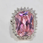 1990s Pink Synthetic Sapphire Silver Ring