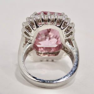 1990s Pink Synthetic Sapphire Silver Ring