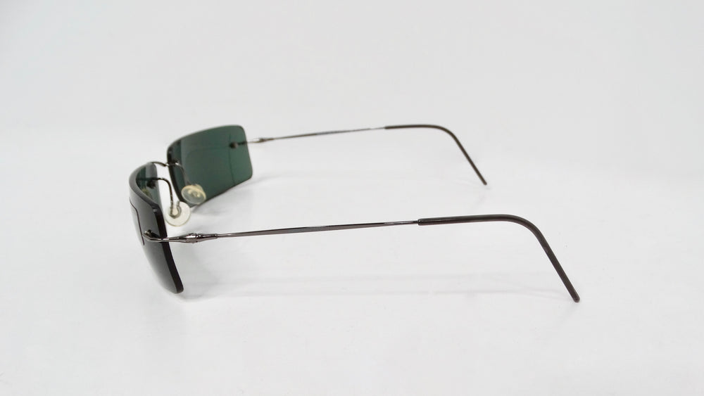 1990s Giorgio Armani Rectangular Rimless Shield Metal Sunglasses