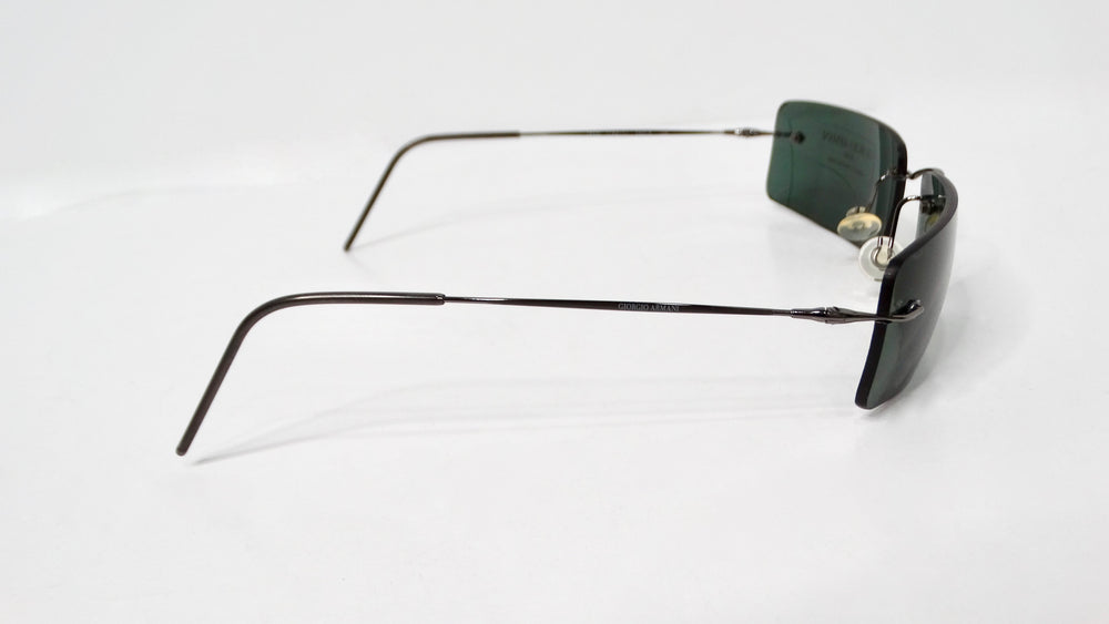 1990s Giorgio Armani Rectangular Rimless Shield Metal Sunglasses