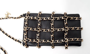 Chanel Tech Me Out Black Lambskin Leather Clutch With Chain 2020